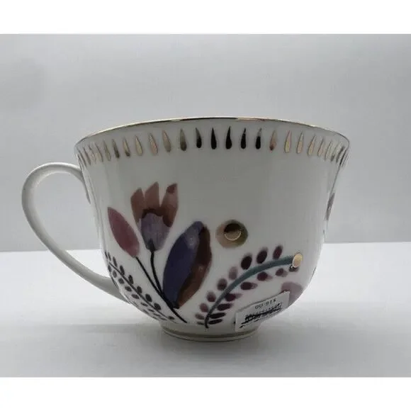 New Anthropologie Harvest Foliage Mug Stoneware Floral Single Replacement - Picture 3 of 5